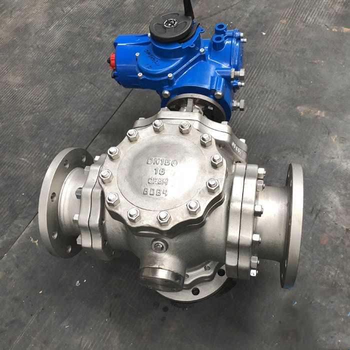 Electric Three way L type CF8M Ball valve for chemical industry from Chinese company