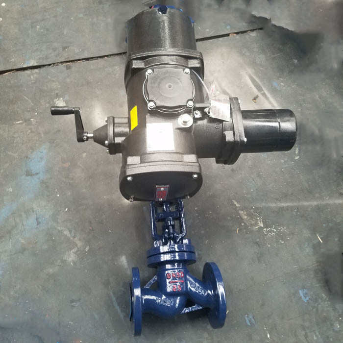 Electric operated cast steel industrial globe valve PN25 for Indonesian chemical plant customer from Chinese factory