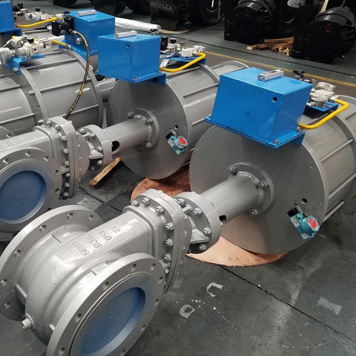 WCB gate valve Pneumatic actuator single acting API 600 for Chile mining from China supplier