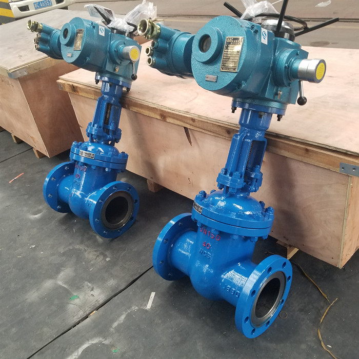 gate valve Motorized flanged RF PN40 DIN3202 F4 for oil plant from Chinese supplier