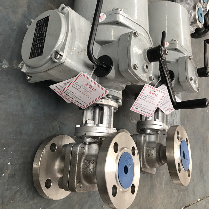 part turn electric 2 Piece split body ball valve stainless steel PN64 for air from Chinese mill