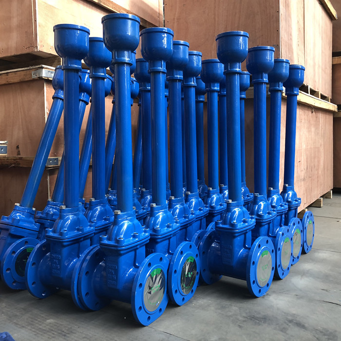 sewage gate valves NRS rubber lined wedge ductile iron extend stem from Chinese supplier