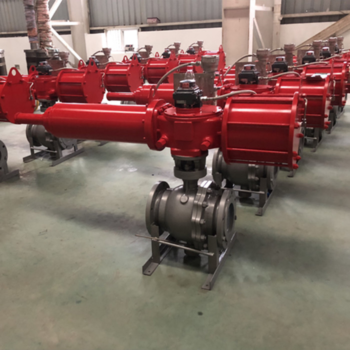 Pneumatic operated ball valve, API 608, flange RF, split body, supplier, price